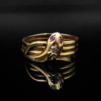 Antique Diamond Snake Serpent 18ct Gold Ring Band (3 of 6) Antique Diamond Snake Serpent 18ct Gold Ring Band (3 of 6)