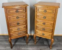 Bedside Tables Pair Vintage French Style Oak Nightstands