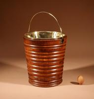 Very Decorative Original Walnut Coopered Peat Tea Bucket Jardinière Tea Stove