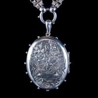 Antique Victorian Forget Me Not Locket Collar Necklace Sterling Silver Dated 1882 (8 of 9) Antique Victorian Forget Me Not Locket Collar Necklace Sterling Silver Dated 1882 (8 of 9)