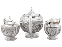Chinese Export Silver Three Piece Tea Service - Antique c.1900 (2 of 12) Chinese Export Silver Three Piece Tea Service - Antique c.1900 (2 of 12)