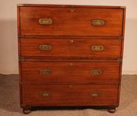 Military or Campaign Chest of Drawers in Blond Mahogany with Secretary - 19th Century (1 of 15)