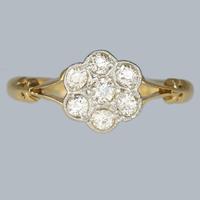 Fine Antique 18ct Gold Diamond Cluster Ring – Old European Cut Engagement Ring c.1900