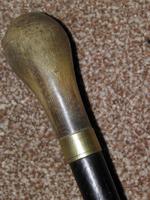 Antique Bovine Horn Handled Ebony Walking Stick With Gold Plate Collar (5 of 11) Antique Bovine Horn Handled Ebony Walking Stick With Gold Plate Collar (5 of 11)