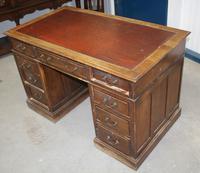 1920s Oak Desk with Red Leather Inset . 1 Piece. (3 of 4) 1920s Oak Desk with Red Leather Inset . 1 Piece. (3 of 4)