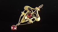 Antique Art Mouveau 9ct gold garnet lavalier drop pendant (6 of 10) Antique Art Mouveau 9ct gold garnet lavalier drop pendant (6 of 10)
