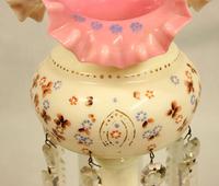 Antique Victorian Single Pink & Cream Glass Mantle Lustre (3 of 6) Antique Victorian Single Pink & Cream Glass Mantle Lustre (3 of 6)