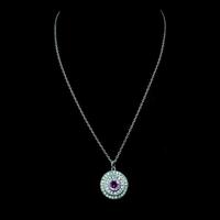 Antique Pink Paste Sterling Silver Round Halo Pendant Necklace (10 of 10) Antique Pink Paste Sterling Silver Round Halo Pendant Necklace (10 of 10)