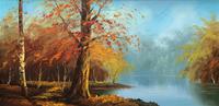 Immaculate Large Original Mid-20thc Vintage Autumn River Landscape Oil Painting (2 of 11) Immaculate Large Original Mid-20thc Vintage Autumn River Landscape Oil Painting (2 of 11)