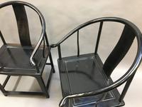 Pair Chinese ebonised horseshoe chairs (6 of 11) Pair Chinese ebonised horseshoe chairs (6 of 11)