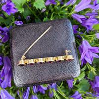 Antique 9ct Yellow Gold Six Amethyst Bar Brooch, Victorian Edwardian 9K Pin (2 of 8) Antique 9ct Yellow Gold Six Amethyst Bar Brooch, Victorian Edwardian 9K Pin (2 of 8)