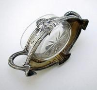 German Art Nouveau 925 Solid Sterling Silver & Glass WMF Style Antique Salt Cellar Dish - Wilhelm Binder c.1905 (3 of 7) German Art Nouveau 925 Solid Sterling Silver & Glass WMF Style Antique Salt Cellar Dish - Wilhelm Binder c.1905 (3 of 7)