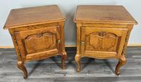 French Vintage Oak Bedside Tables Pair Cupboards Cabinets LOT 3915