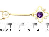 1.31ct Amethyst & Pearl, 15ct Yellow Gold Necklace - Antique c.1910 (6 of 9) 1.31ct Amethyst & Pearl, 15ct Yellow Gold Necklace - Antique c.1910 (6 of 9)
