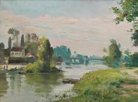 Original 1902 Antique French Riverscape Landscape Oil on Canvas Painting (2 of 13) Original 1902 Antique French Riverscape Landscape Oil on Canvas Painting (2 of 13)