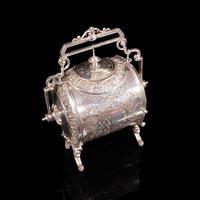 Antique Engraved Biscuit Barrel, Silver Plate, Decorative Jar, Victorian c.1860 (7 of 12) Antique Engraved Biscuit Barrel, Silver Plate, Decorative Jar, Victorian c.1860 (7 of 12)