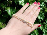 Single Strand Natural Pearl Necklace with 0.30ct Diamond Set Clasp c.1930 (2 of 12) Single Strand Natural Pearl Necklace with 0.30ct Diamond Set Clasp c.1930 (2 of 12)
