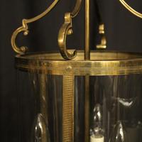 French Convex Gilded Brass Triple Light Antique Hall Lantern (6 of 10) French Convex Gilded Brass Triple Light Antique Hall Lantern (6 of 10)