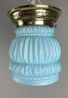 Art Deco Ceiling Light With Original Blue Shade; Brass Gallery; Rewired. (4 of 7) Art Deco Ceiling Light With Original Blue Shade; Brass Gallery; Rewired. (4 of 7)