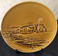 HB Choisy-le-roi Late 19th Century Faience French Relief Plate -  Etretat Beach in Normandy