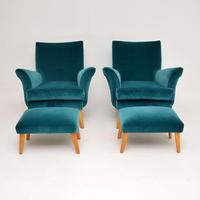 Pair of Vintage Armchairs & Ottomans c.1960’s (6 of 13) Pair of Vintage Armchairs & Ottomans c.1960’s (6 of 13)