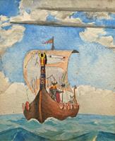 Unusual Original 19thc Seascape watercolour Painting - 11thc Vikings & Longboat (11 of 11) Unusual Original 19thc Seascape watercolour Painting - 11thc Vikings & Longboat (11 of 11)