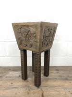 Carved Oak Plant Stand with Metal Liner (2 of 7) Carved Oak Plant Stand with Metal Liner (2 of 7)