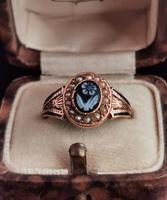 Antique Victorian Mourning Ring, 15ct Gold, Black Enamel & Seed Pearl, Agate Forget me Not (4 of 13) Antique Victorian Mourning Ring, 15ct Gold, Black Enamel & Seed Pearl, Agate Forget me Not (4 of 13)