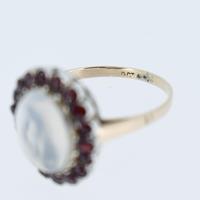 Antique Moonstone & Red Paste Oval Halo Cluster 9ct 9K Gold Dress Ring (8 of 8) Antique Moonstone & Red Paste Oval Halo Cluster 9ct 9K Gold Dress Ring (8 of 8)