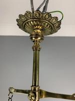 Victorian Gas Pole Brass Ceiling Light With Original Etched Shade; Rewired (11 of 11) Victorian Gas Pole Brass Ceiling Light With Original Etched Shade; Rewired (11 of 11)