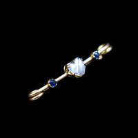 Antique Moonstone Heart and Sapphire 9ct 9K Gold Bar Brooch Pin (8 of 9) Antique Moonstone Heart and Sapphire 9ct 9K Gold Bar Brooch Pin (8 of 9)