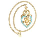 Seed Pearl, Enamel & 18ct Yellow Gold Pendant - Antique c.1890 (3 of 9) Seed Pearl, Enamel & 18ct Yellow Gold Pendant - Antique c.1890 (3 of 9)