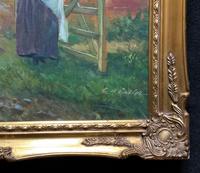 Wonderful Original Signed Vintage Oil Painting - Pretty Milkmaid in Farmyard (4 of 12) Wonderful Original Signed Vintage Oil Painting - Pretty Milkmaid in Farmyard (4 of 12)