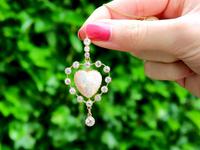 5.48ct Opal & 2.91ct Diamond, 15ct Yellow Gold Heart Pendant - Antique c.1910 (2 of 9) 5.48ct Opal & 2.91ct Diamond, 15ct Yellow Gold Heart Pendant - Antique c.1910 (2 of 9)