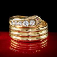 Antique Edwardian Old Cut Diamond Snake Ring 18ct Gold Dated 1916 (7 of 7) Antique Edwardian Old Cut Diamond Snake Ring 18ct Gold Dated 1916 (7 of 7)