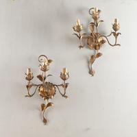 Pair of Italian Gilt Metal Wall Sconces (3 of 4) Pair of Italian Gilt Metal Wall Sconces (3 of 4)