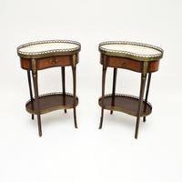 Pair of French Marble Top Kidney Shaped Side Tables (1 of 10)