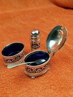 Antique Sterling Silver Hallmarked Cruet Set 1921 Docker & Burn Ltd Birmingham (6 of 12) Antique Sterling Silver Hallmarked Cruet Set 1921 Docker & Burn Ltd Birmingham (6 of 12)