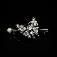 Antique Paste and Pearl Sterling Silver Butterfly Insect Brooch Pin (4 of 10) Antique Paste and Pearl Sterling Silver Butterfly Insect Brooch Pin (4 of 10)