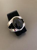 Large Mexican Silver Bangle with Black Onyx 1960s (5 of 5) Large Mexican Silver Bangle with Black Onyx 1960s (5 of 5)