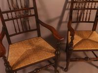 Pair of 19th Century Spindle Back Armchairs with Rush Seats (6 of 6) Pair of 19th Century Spindle Back Armchairs with Rush Seats (6 of 6)