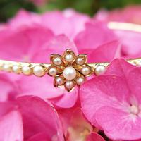 Vintage 14ct Gold French Pearl Floral Bangle (3 of 9) Vintage 14ct Gold French Pearl Floral Bangle (3 of 9)