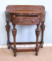 Antique Jacobean Style Carved Oak Demi Lune Side Table (8 of 8) Antique Jacobean Style Carved Oak Demi Lune Side Table (8 of 8)