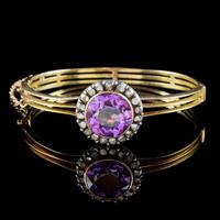 Antique Victorian Amethyst Diamond Bangle 15ct Gold c.1880 (2 of 7) Antique Victorian Amethyst Diamond Bangle 15ct Gold c.1880 (2 of 7)