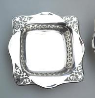 Unusual Pair of Solid Silver Pierced Square Bonbon Dishes Chester c.1927 (2 of 8) Unusual Pair of Solid Silver Pierced Square Bonbon Dishes Chester c.1927 (2 of 8)