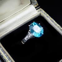 French Blue Zircon & Diamond Platinum & 18ct Gold Solitaire Ring (2 of 10) French Blue Zircon & Diamond Platinum & 18ct Gold Solitaire Ring (2 of 10)