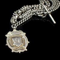 Antique Albert Watch Chain with Double Dog Clips, T-Bar and Medal (4 of 9) Antique Albert Watch Chain with Double Dog Clips, T-Bar and Medal (4 of 9)
