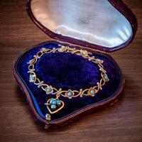 Antique Victorian Turquoise Heart Forget Me Not Bracelet 9ct Gold With Box c 1880 (5 of 9) Antique Victorian Turquoise Heart Forget Me Not Bracelet 9ct Gold With Box c 1880 (5 of 9)