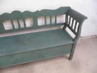 Lovely Emerald Green 3 Seater Antique Pine Kitchen / Hall Box Settle / Bench (3 of 10) Lovely Emerald Green 3 Seater Antique Pine Kitchen / Hall Box Settle / Bench (3 of 10)