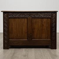 Antique 19th Century Victorian Carved Oak Blanket Box